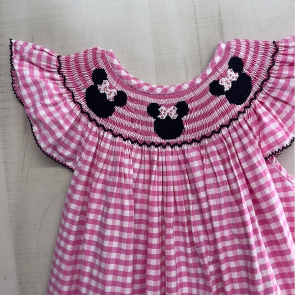 CLASSIC WHIMSY girls smocked Disney Minnie Mouse dress pink gingham 5Y cotton - Picture 3 of 7